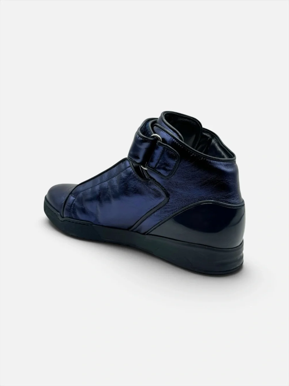 Gucci Blue Leather High-Top Lace-Up Sneakers Men 5G Italy NIB